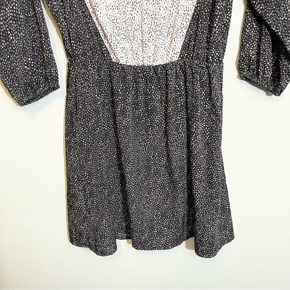 H&M Women's Black Polka Dots V-Neck Long Sleeve Cinched Baby Doll Dress Size 8 - Picture 5 of 16